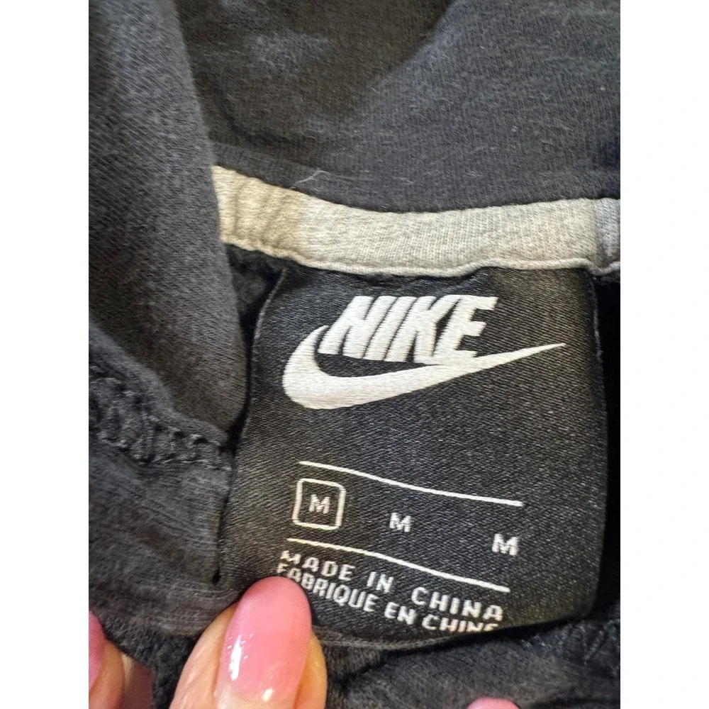 Nike‎ Just Do It Hoodie Black Vintage Style Distressed Swoosh Men's Size M Retro